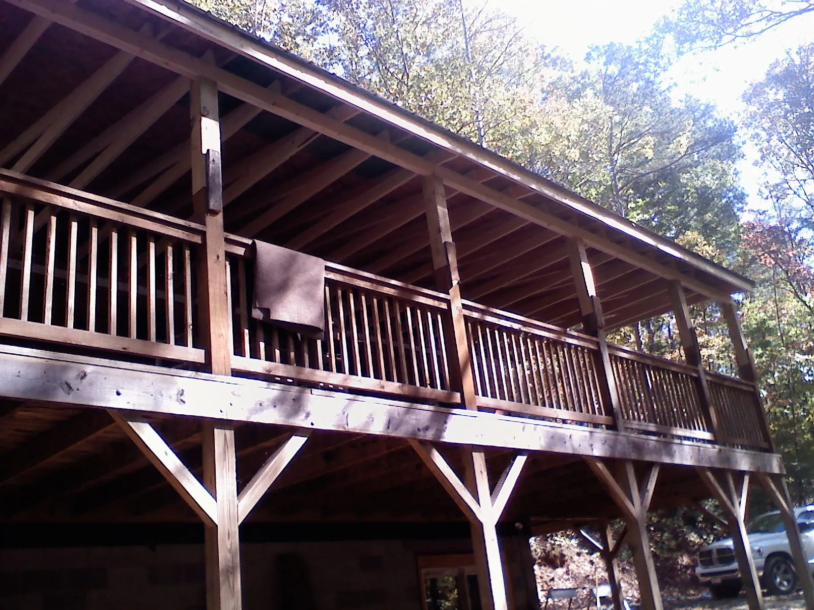 Timber framing under a new elevated porch and deck — Roof Leak Repair in Rock Spring by Roofing Brothers
